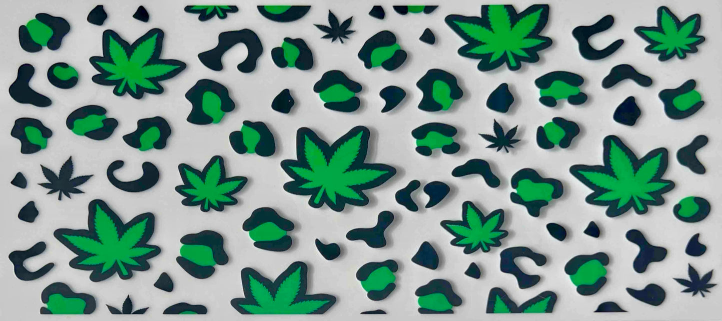 Pattern of green cannabis leaves on a white background