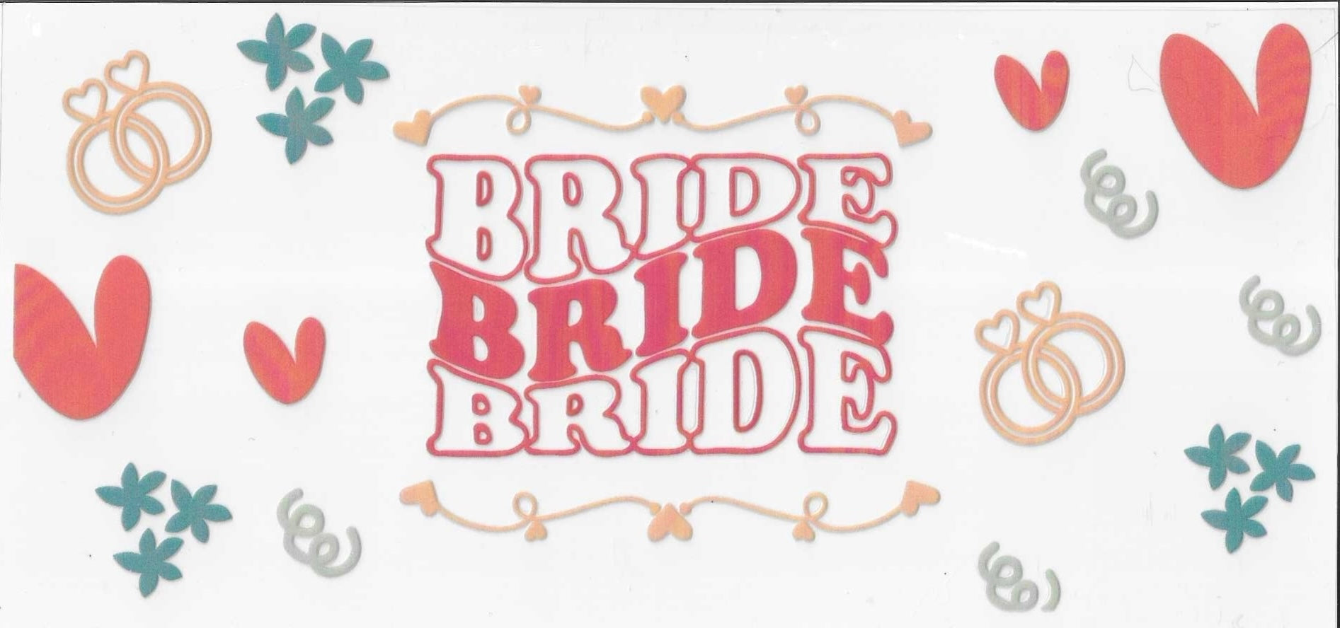 Text 'BRIDE' with decorative elements on a white background