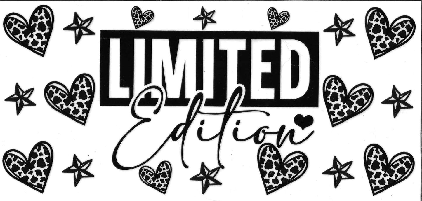 Decorative text 'LIMITED Edition' surrounded by hearts and stars on a white background