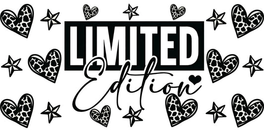 Decorative text 'LIMITED Edition' surrounded by hearts and stars on a white background