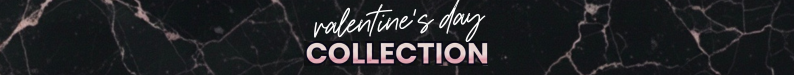 Marble-patterned banner with 'valentine's day COLLECTION' text