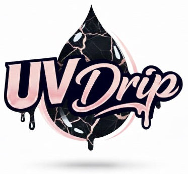 UV Drip logo with a black and pink design on a white background